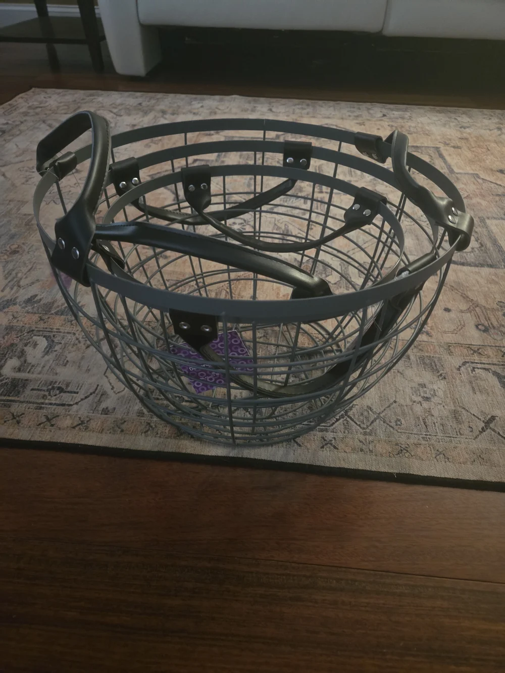 Metal Wire Storage Basket with Black Handles - Home Accents